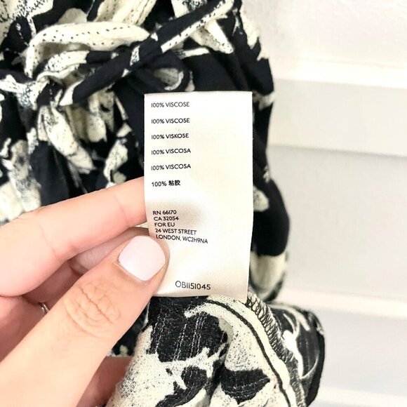 Free People French Quarter Black & Ivory Floral Ruffle Wrap Mini Dress Size S - Picture 5 of 8